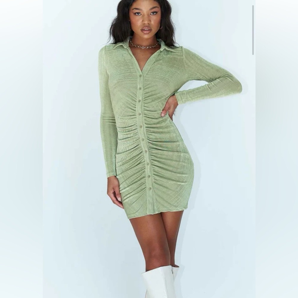 NWT Princess Polly green bodycon long sleeved mini dress